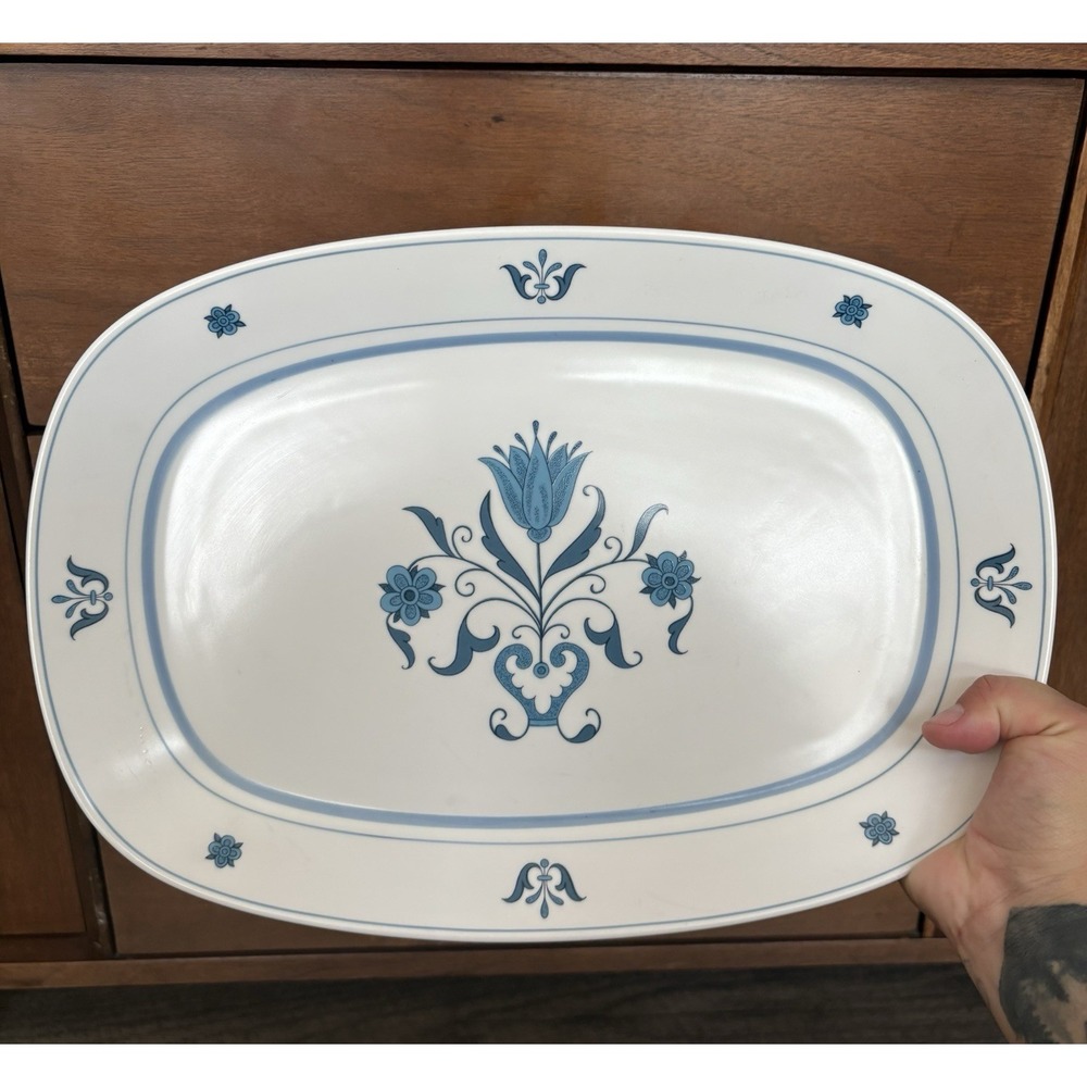 Mid Century Vintage Noritake Progression Blue Haven 13" Oval Serving Platter